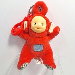 Plush Red Teletubby Po Teletubbies Backpack Clip Keychain 1998 Rubber Face